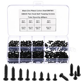 400 Pcs M2 Screws M2 Glasses Screws for Glasses M.2 Screw Black Cross Self Apping Screw Combination Kit is Suitable for Eyeglass Frames Electronic Instruments Small Mechanical Equipment in Kuwait
