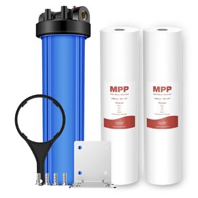 SimPure 20 بوصة مبيت فلتر المياه DB20P و20 بوصة × 4.5 بوصة خراطيش تصفية المياه المنزلية بالكامل للرواسب، نظام الترشيح المسبق لمياه الآبار ومياه المدينة، منفذ NPT 1 بوصة in Kuwait