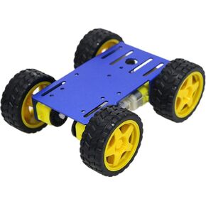طقم هيكل سيارة روبوت ذكي DIY مع محرك TT لتشفير السرعة، C101 4WD عجلة نسيج ورقة معدنية لوحة معدنية الروبوتات منصة هيكل السيارة لاردوينو/فطيرة التوت/مايكروبيت، مجموعة تعليمية تعليمية (أزرق) in Kuwait