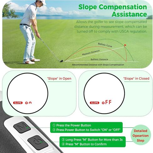 Golf Rangefinder with Slope Switch, 1300 Yards Pro Laser Range Finder for Hunting Golfing, 7X Magnification with Flag Pole Locking Vibration & Magnet Stripe & IPX7 Waterproof & OLED Dual-Color Display in Kuwait