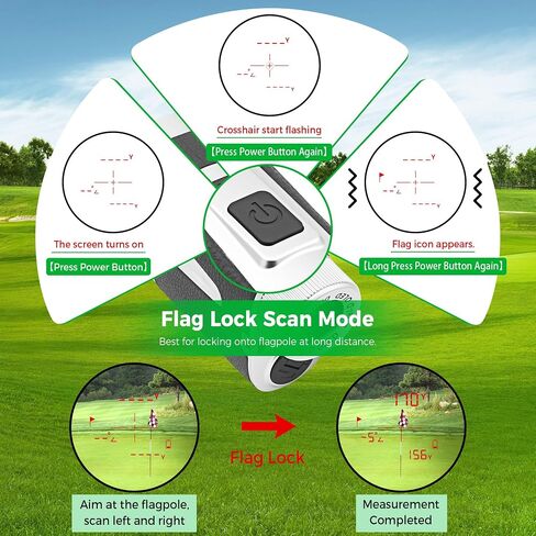 Golf Rangefinder with Slope Switch, 1300 Yards Pro Laser Range Finder for Hunting Golfing, 7X Magnification with Flag Pole Locking Vibration & Magnet Stripe & IPX7 Waterproof & OLED Dual-Color Display in Kuwait