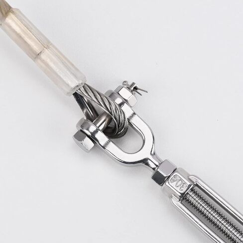 3/16 Stainless Steel Cable 25ft+2 Pack Turnbuckle 5/16 M8 304 Stainless Steel Turnbuckles, 3700lbs Breaking Strength, 7X 19 Strands, Steel Cable with Loops for Zipline, Deck Railing in Kuwait