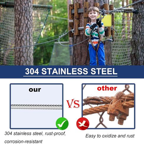 3/16 Stainless Steel Cable 25ft+2 Pack Turnbuckle 5/16 M8 304 Stainless Steel Turnbuckles, 3700lbs Breaking Strength, 7X 19 Strands, Steel Cable with Loops for Zipline, Deck Railing in Kuwait