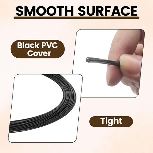 Antrader 1.5mm/0.06" Wire Rope Kit 100ft 304 Stainless Steel Wire with 20pcs Crimp Sleeves, 7x7 Strand Black PVC Coated Core Steel Wire in Kuwait
