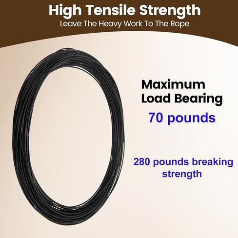 Antrader 1.5mm/0.06" Wire Rope Kit 100ft 304 Stainless Steel Wire with 20pcs Crimp Sleeves, 7x7 Strand Black PVC Coated Core Steel Wire in Kuwait
