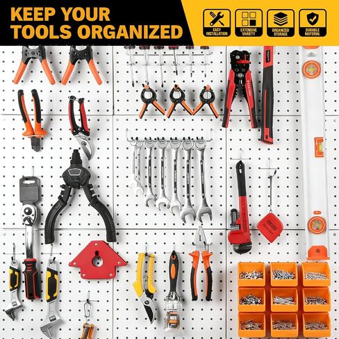 ELEAD 301-Piece Pegboard Hooks Kit, Peg Board Organizer Accessories with Bins for Organizing Various Tools, Fit 1/8 or 1/4 inch Pegboard for Hanging Storage, Garage, Workshop & Craft Room in Kuwait