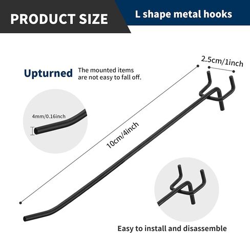 24 Pcs 1/2 in 3 Way PVC Fitting Pipe Heavy Duty PVC 3 Way Side Outlet Elbow | 80 Pcs 4 Inch Black Pegboard Hooks Metal Heavy Duty 1/8" and 1/4" Peg Hook in Kuwait