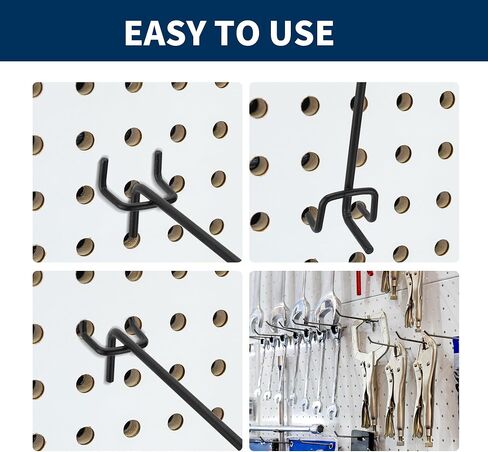 24 Pcs 1/2 in 3 Way PVC Fitting Pipe Heavy Duty PVC 3 Way Side Outlet Elbow | 80 Pcs 4 Inch Black Pegboard Hooks Metal Heavy Duty 1/8" and 1/4" Peg Hook in Kuwait