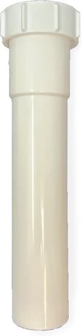 Sink Tailpiece 1-1/2 inch x 8 inch Tube, White Plastic Extension Fitting with Flange nut Connections for Kitchen, Bathroom, Laundry Sinks in Saudi Arabia