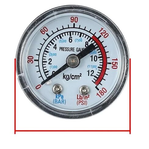Pneumatic Hydraulic Pressure Gauge, 012Bar 0180PSI, Metal+Plastic Material, Large Dial for Easy Reading, 1/8 NPT Thread Diameter in Saudi Arabia