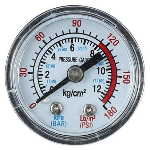 Pneumatic Hydraulic Pressure Gauge, 012Bar 0180PSI, Metal+Plastic Material, Large Dial for Easy Reading, 1/8 NPT Thread Diameter in Saudi Arabia