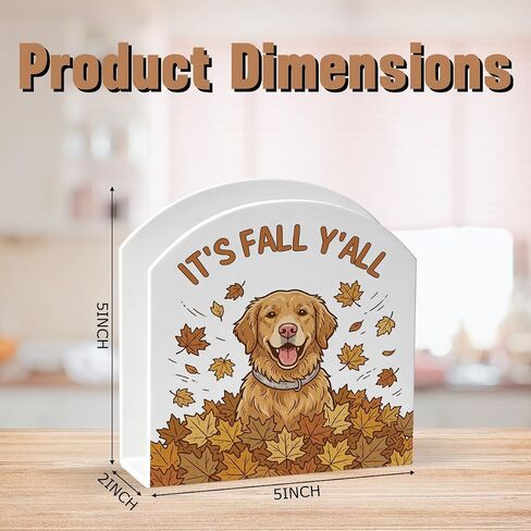 It's Fall Yall Dog Lover Acrylic Napkin Tissue Holder Fall Home Decor 5"x5" | Golden Dog Fall Table Decorations Acrylic Cocktail Napkin Holder for Home Kitchen Cafe Thanksgiving in Kuwait