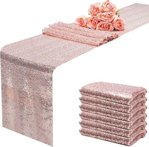 12x108 بوصة الذهب الترتر الجدول عداء سباركلي بريق الجدول البياضات 6 حزم لزينة الحفلات الزفاف عيد ميلاد الطفل دش الخطوبة الذكرى السنوية in Kuwait