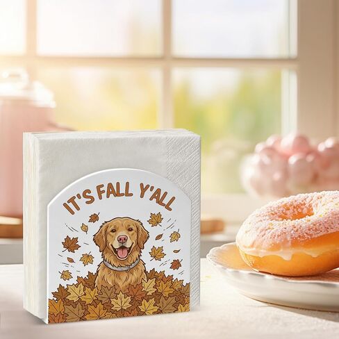 It's Fall Yall Dog Lover Acrylic Napkin Tissue Holder Fall Home Decor 5"x5" | Golden Dog Fall Table Decorations Acrylic Cocktail Napkin Holder for Home Kitchen Cafe Thanksgiving in Kuwait