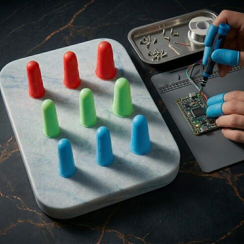 9Pcs Silicone Finger Protectors, 3 Sizes Flexible Fingertip Covers for Guitar, Sewing, Hot Glue and Crafting, Blue Green Red (Multicolor) in Kuwait