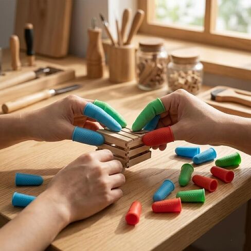 9Pcs Silicone Finger Protectors, 3 Sizes Flexible Fingertip Covers for Guitar, Sewing, Hot Glue and Crafting, Blue Green Red (Multicolor) in Kuwait