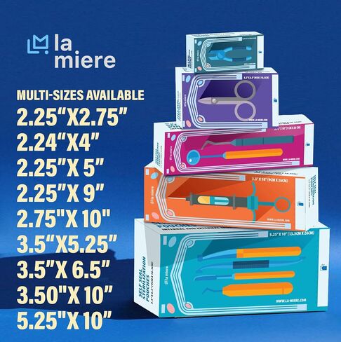 200 كيس تعقيم ذاتي الغلق من LA MIERE مقاس 3.25 بوصة × 12 بوصة، أكياس الأوتوكلاف لوشم أظافر الأسنان، ورق مزدوج الطبقة خالٍ من اللاتكس in Kuwait