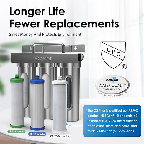 Waterdrop TST-UF Replacement Water Filter, 1-Year Replacement Pack, 4 Filters (2 x P1, 1 x U2, 1 x C3), Replacement for Waterdrop TST-UF & TST-B 3-Stage Under Sink Water Filtration System in Kuwait