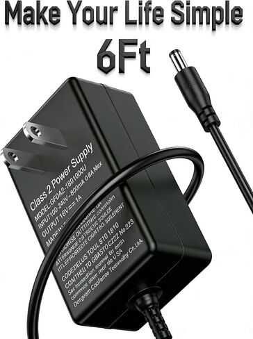 18V 1A AC DC Power Supply Adapter - 18W US Wall Charger with 5.5x2.1mm & 5.5x2.5mm DC Plugs, 6ft Long Cord, Universal Compatibility for 18Volt 0.1A-1A (100mA-1000mA) Devices, Center Positive in Kuwait