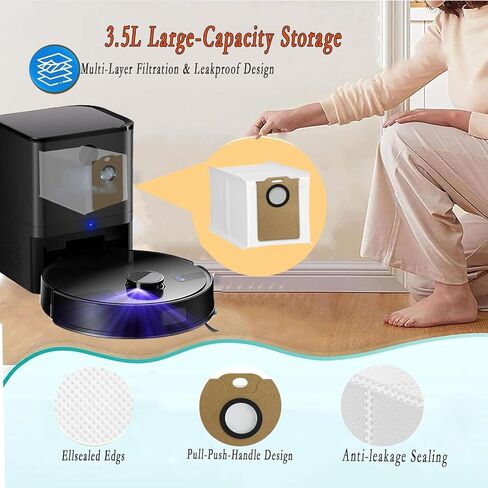 قطع غيار MS1 MAX للمكنسة الكهربائية الروبوتية MONSGA MS1 MAX | طقم إكسسوارات مكون من 17 قطعة، فرشاة دوارة، 4 أكياس غبار، 4 قطع قماش ممسحة، 4 أكياس غبار، و4 فرش جانبية in Kuwait