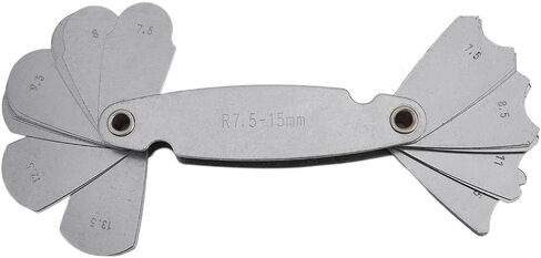 radius gauge measuring tool with plate fillet gauge for accurate thread pitch and tooth angle checking in mechanical parts (R7.5-15) in Kuwait