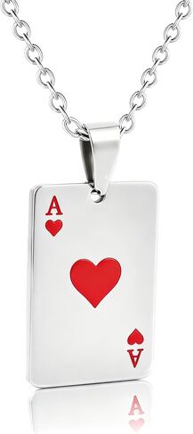 بطاقة البوكر الروك الباردة بارد ACE قلادة قلادة للرجال صديقها ، ولعب بطاقة البوكر البطاقة Lucky Ace of Spade Heart Royal Flush Games Necklace Netclace in Kuwait
