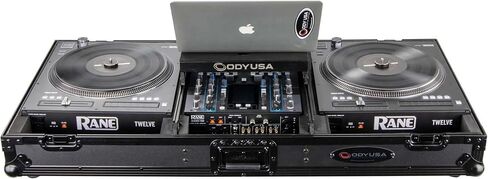 Black Low Profile Rane Twelve and Rane Seventy/Seventy-Two Coffin Flight Case with Glide Platform in Kuwait