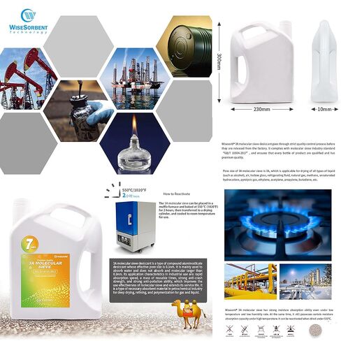 Wisesorb 7LBS Premium Desiccant Bulk Material 3A Molecular Sieve, Reusable Desiccant Dehumidifier with 20pcs Resealable Nonwoven Zip Bags in Kuwait