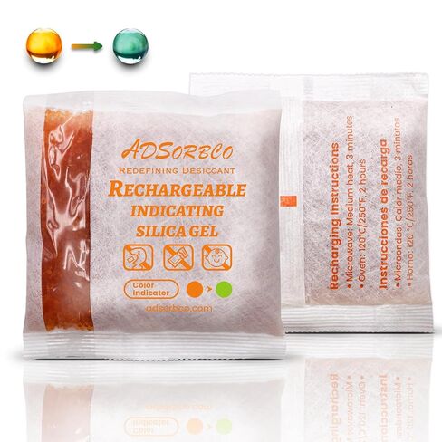 Adsorbco Rechargeable 500 Gram 2 Packs Desiccant, Indicating Silica Gel Packets, Moisture Absorbers for Storage, Gun Safe Dehumidifiers (2, 500g) in Kuwait