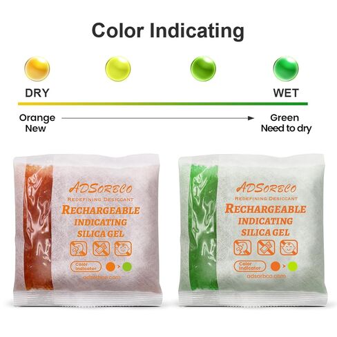 Adsorbco Rechargeable 500 Gram 2 Packs Desiccant, Indicating Silica Gel Packets, Moisture Absorbers for Storage, Gun Safe Dehumidifiers (2, 500g) in Kuwait