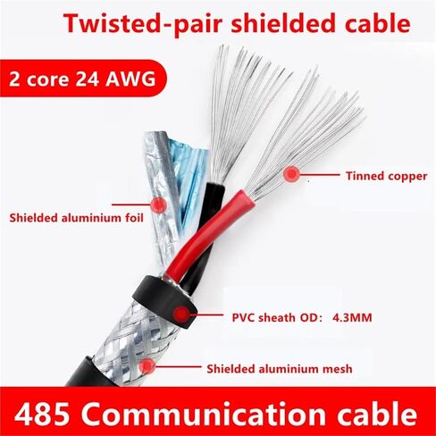 كابل زوج ملتوي محمي 2/4/6/8 Core RVSP - 5 متر، نحاس مصبوغ (24AWG/26AWG)، لسلك إشارة الاتصالات 485 (8 Core 26AWG 5M رمادي) in Kuwait