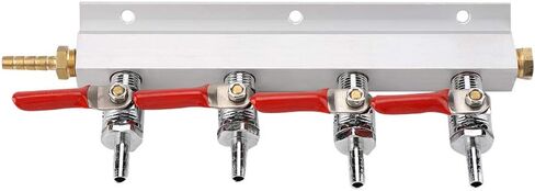 4 Way CO2 Air Gas Manifold Splitter Durable Aluminum Brass Stainless Steel Beer Dispenser with Check Valve for Home Brewing Keg Draft System Silver 9.45 Inch in Kuwait