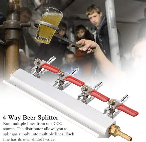 4 Way CO2 Air Gas Manifold Splitter Durable Aluminum Brass Stainless Steel Beer Dispenser with Check Valve for Home Brewing Keg Draft System Silver 9.45 Inch in Kuwait