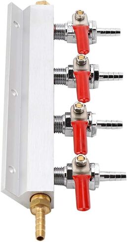 4 Way CO2 Air Gas Manifold Splitter Durable Aluminum Brass Stainless Steel Beer Dispenser with Check Valve for Home Brewing Keg Draft System Silver 9.45 Inch in Kuwait