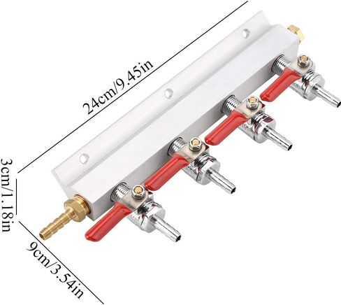 4 Way CO2 Air Gas Manifold Splitter Durable Aluminum Brass Stainless Steel Beer Dispenser with Check Valve for Home Brewing Keg Draft System Silver 9.45 Inch in Kuwait