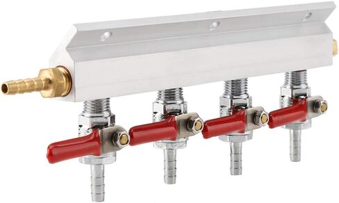 4 Way CO2 Air Gas Manifold Splitter Durable Aluminum Brass Stainless Steel Beer Dispenser with Check Valve for Home Brewing Keg Draft System Silver 9.45 Inch in Kuwait