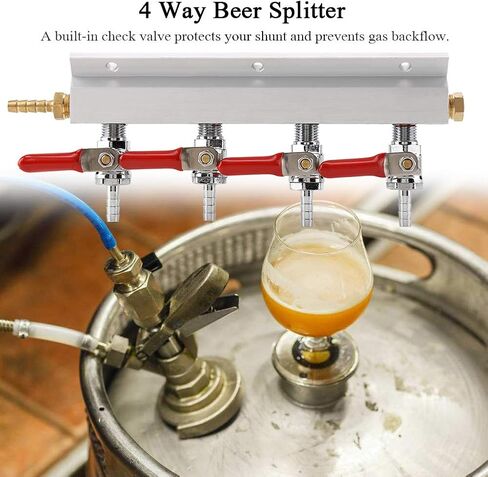 4 Way CO2 Air Gas Manifold Splitter Durable Aluminum Brass Stainless Steel Beer Dispenser with Check Valve for Home Brewing Keg Draft System Silver 9.45 Inch in Kuwait