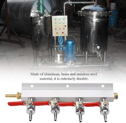 4 Way CO2 Air Gas Manifold Splitter Durable Aluminum Brass Stainless Steel Beer Dispenser with Check Valve for Home Brewing Keg Draft System Silver 9.45 Inch in Kuwait