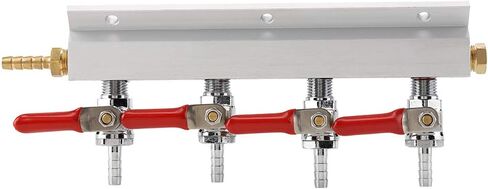 4 Way CO2 Air Gas Manifold Splitter Durable Aluminum Brass Stainless Steel Beer Dispenser with Check Valve for Home Brewing Keg Draft System Silver 9.45 Inch in Kuwait