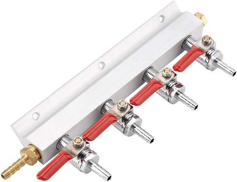 4 Way CO2 Air Gas Manifold Splitter Durable Aluminum Brass Stainless Steel Beer Dispenser with Check Valve for Home Brewing Keg Draft System Silver 9.45 Inch in Kuwait