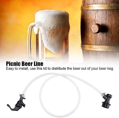Premium Beer Hose Kit with Party Picnic Tap Ball Lock Disconnect Durable Portable Beer Dispenser for Outdoor Parties Camping Transparent Black 100cm 3.28ft in Kuwait