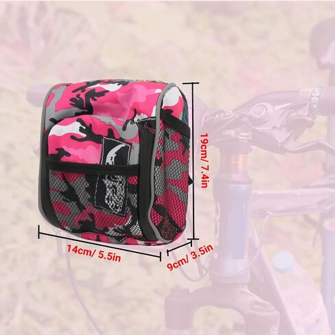 Pink Riding Bag Front Bike Handlebar Bag Multifunctional Cycling Hanging Pouch for Electric Vehicle Bicycle Motorcycle Tricycle 7.4x5.5x3.5in in Kuwait