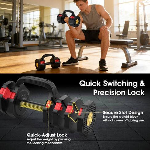 Adjustable Dumbbell Set, 4 Levels Weights Dumbbell Set with Each 5lb/10.3lb/15.4lb/20.5lb, Adjustable dumbbells Paired with ergonomic Handle for Home Gym Strength Training in Kuwait