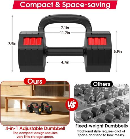 Adjustable Dumbbell Set, 4 Levels Weights Dumbbell Set with Each 5lb/10.3lb/15.4lb/20.5lb, Adjustable dumbbells Paired with ergonomic Handle for Home Gym Strength Training in Kuwait