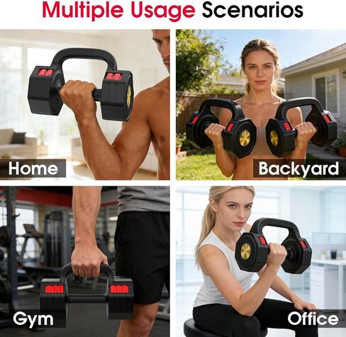 Adjustable Dumbbell Set, 4 Levels Weights Dumbbell Set with Each 5lb/10.3lb/15.4lb/20.5lb, Adjustable dumbbells Paired with ergonomic Handle for Home Gym Strength Training in Kuwait
