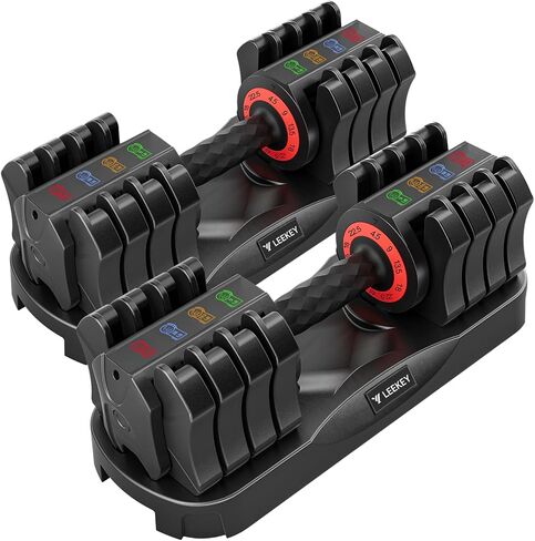LEEKEY Adjustable Dumbbells, Dumbbells with Anti-Slip Handle for Exercise & Fitness Fast Adjust Weight, Innovative Workout Equipment, Dumbbell Set Adjustable Weight in Kuwait
