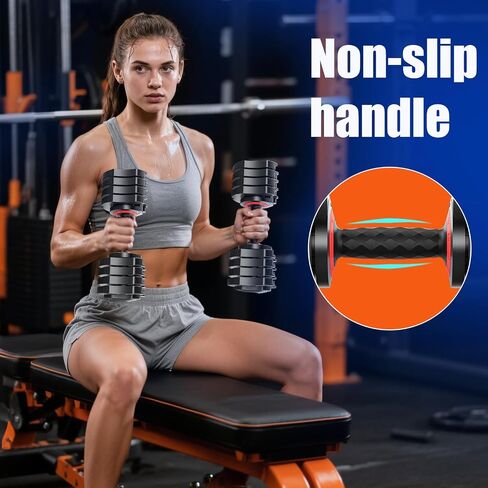LEEKEY Adjustable Dumbbells, Dumbbells with Anti-Slip Handle for Exercise & Fitness Fast Adjust Weight, Innovative Workout Equipment, Dumbbell Set Adjustable Weight in Kuwait