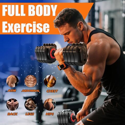 LEEKEY Adjustable Dumbbells, Dumbbells with Anti-Slip Handle for Exercise & Fitness Fast Adjust Weight, Innovative Workout Equipment, Dumbbell Set Adjustable Weight in Kuwait