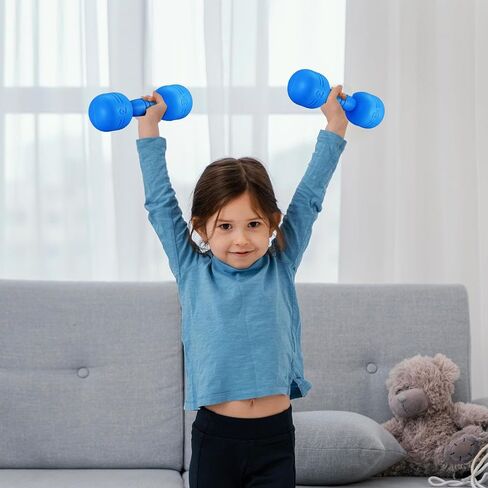 مجموعة NUOBESTY 3 أزواج من الدمبل للأطفال، لعبة أثقال يدوية بلاستيكية مع صوت خشخشة لمعدات تدريب الأطفال الصغار، دعامات لياقة بدنية صغيرة للتمرين للأولاد والبنات والرقص والجمباز الصباحي in Kuwait