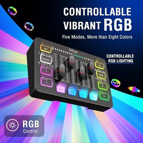 FIFINE XLR/USB Gaming Microphone Set and Gaming Audio Mixer,Dynamic PC Mic for Streaming Podcasting,RGB Recording Mixer with XLR Microphone Interface,Computer RGB Mic Kit with Boom Arm Stand(AM8T+SC3) in Kuwait